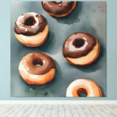 Schokolade Donuts Wasserfarbe Leinwanddruck (Insitu (Holzboden))