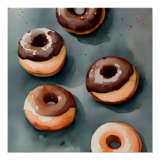 Schokolade Donuts Wasserfarbe Poster (Vorderseite)