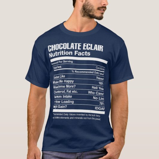 Schokolade Eclair Nutrition Facts Funny T-Shirt (Vorderseite)