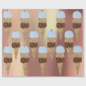Schokolade Eis Blaue Metallische Rose Gold Geschenkpapier (Flach)