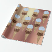 Schokolade Eis Blaue Metallische Rose Gold Geschenkpapier (Ungerollt)