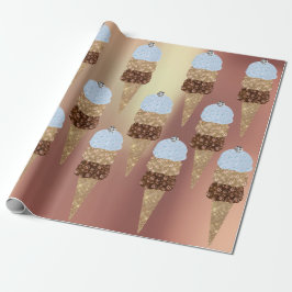 Schokolade Eis Blaue Metallische Rose Gold Geschenkpapier