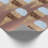 Schokolade Eis Blaue Metallische Rose Gold Geschenkpapier (Ecke)
