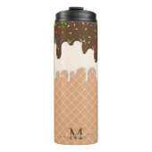 Schokolade-Eis-Creme Waffelkon-Monogramm Thermosbecher (Vorderseite)