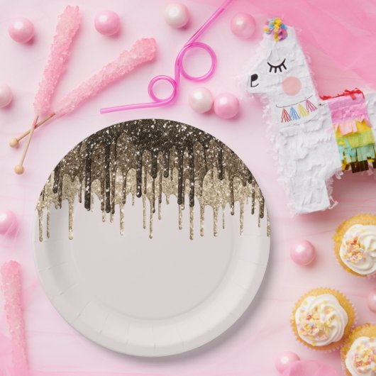 Schokolade Eiscreme Glitzer Tropfen Geburtstag Pappteller (Party)