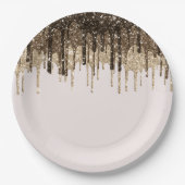 Schokolade Eiscreme Glitzer Tropfen Geburtstag Pappteller (Vorderseite)