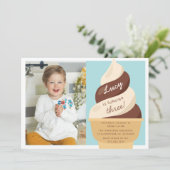 Schokolade Eiscreme Kindergeburtstag Party Foto Einladung (Stehend Vorderseite)