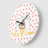 Schokolade Eiscreme Polka Dots Dream Große Wanduhr (Winkel)