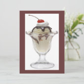 Schokolade Eiscreme Sundae Party Einladung (Stehend Vorderseite)