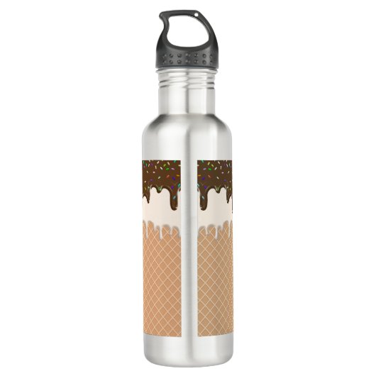 Schokolade Eiscreme Waffelkronensprinkle Monogramm Edelstahlflasche (Rückseite)