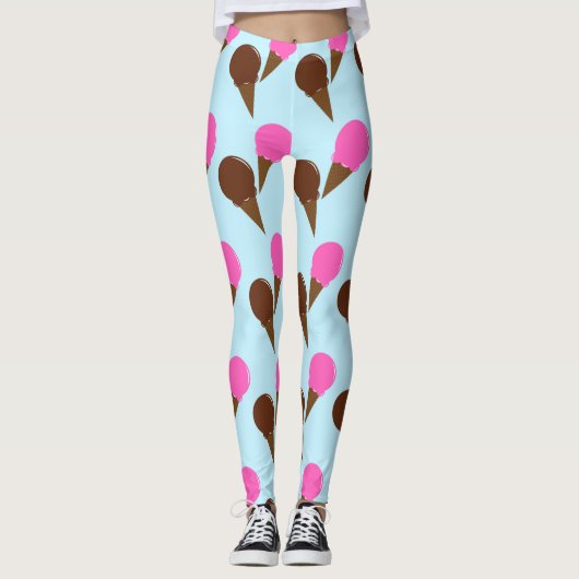 Schokolade & Erdbeere Ice Creme Cones Blue Lounge Leggings (Vorderseite)