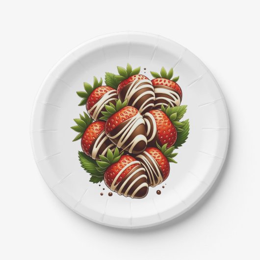 Schokolade Erdbeeren Erdbeeren Dessert Party Pappteller (Vorderseite)