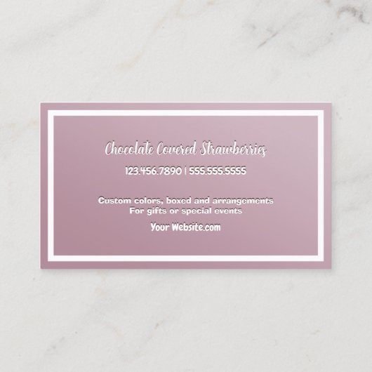 Schokolade Erdbeeren Visitenkarte (Rückseite)