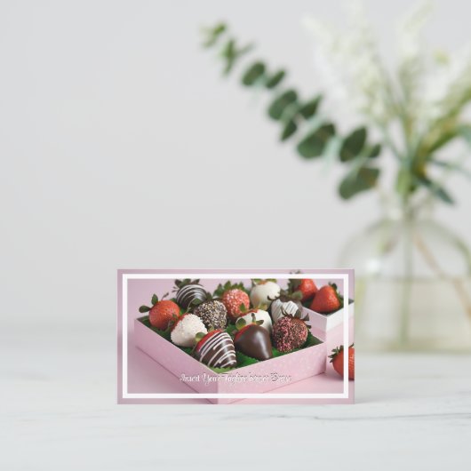 Schokolade Erdbeeren Visitenkarte (Stehend Vorderseite)