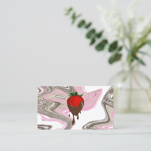 Schokolade Erdbeeren Wirbel Visitenkarte (Stehend Vorderseite)