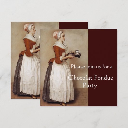 SCHOKOLADE FONDUE DINNER PARTY EINLADUNG (Vorne/Hinten)