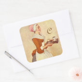 SCHOKOLADE FONDUE DINNER PARTY MONOGRAM QUADRATISCHER AUFKLEBER (Umschlag)