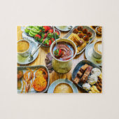 Schokolade Fondue Kaffee Erdbeere Nachtisch Essen Puzzle (Horizontal)