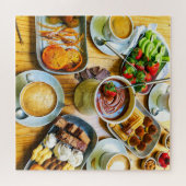 Schokolade Fondue Kaffee Erdbeere Nachtisch Essen Puzzle (Horizontal)