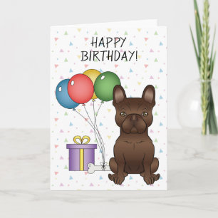 Schokolade French Bulldog Niedlich Hund Happy Birt Karte
