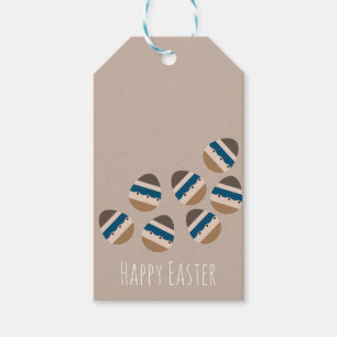 Schokolade Frohe Ostern Eier Erdtöne Blau Braun Geschenkanhänger
