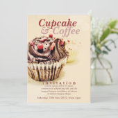 Schokolade Fudge Cupcake Einladung (Stehend Vorderseite)