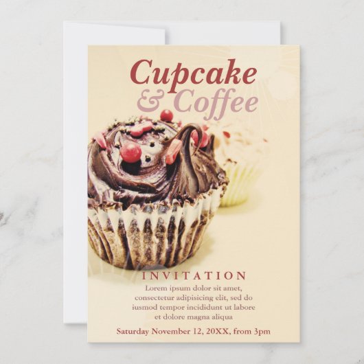 Schokolade Fudge Cupcake Einladung (Vorderseite)