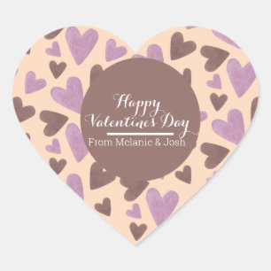 Schokolade für Handwasserfarbe Rosa Herz-Aufkleber