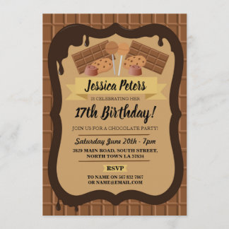 Schokolade Geburtstag Sweet Fountain Thema Mädchen Einladung