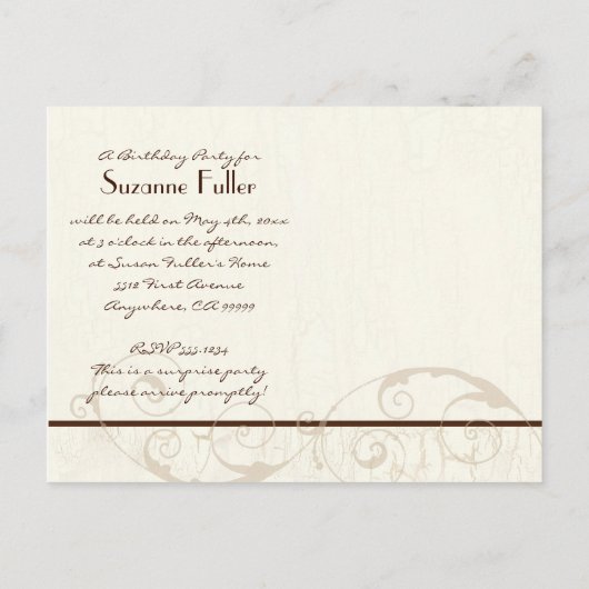 Schokolade Geburtstagsparty Einladung (Rückseite)