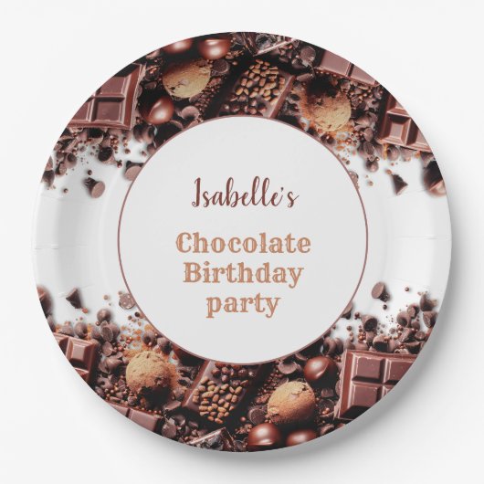 Schokolade Geburtstagsparty Pappteller (Vorderseite)