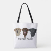 Schokolade, gelb und schwarz Labrador Retriever Tasche (Rückseite)
