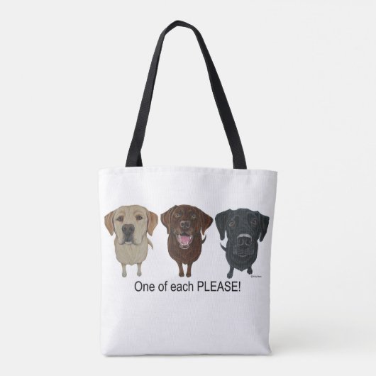 Schokolade, gelb und schwarz Labrador Retriever Tasche (Rückseite)