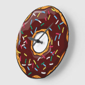 Schokolade Glasierte Dounut mit Sprinklen Große Wanduhr (Winkel)