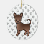 Schokolade, glatter Coat Chihuahua Cartoon Dog & P Keramik Ornament (Links)
