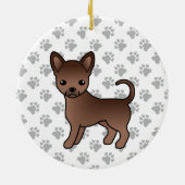 Schokolade, glatter Coat Chihuahua Cartoon Dog & P Keramik Ornament (Hinten)