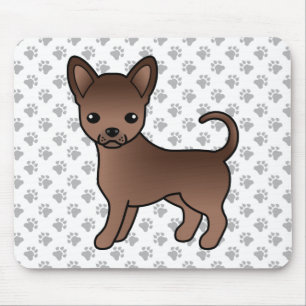 Schokolade, glatter Coat Chihuahua Cartoon Dog & P Mousepad
