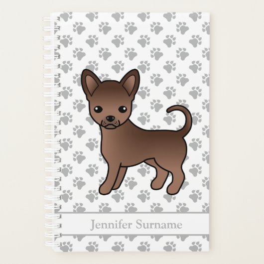 Schokolade, glatter Coat Chihuahua Hund und benutz Planer (Vorderseite)