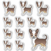 Schokolade, glatter Coat Chihuahua Niedliche Hunde Aufkleber (Vorderseite)