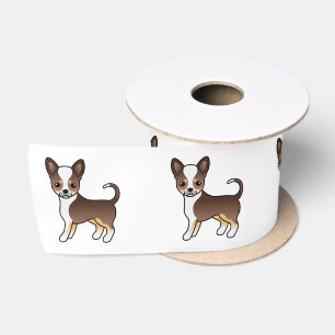 Schokolade, glatter Coat Chihuahua Niedlicher Hund Satinband