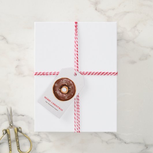 Schokolade Glazed Donut und Schneeflocken Weihnach Geschenkanhänger (Mit Garn)