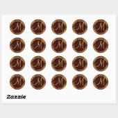 Schokolade Gold Monogram M Damask Wedding Sticker (Blatt)