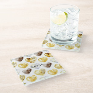 Schokolade Gold Weiße Herzen Glasuntersetzer