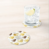 Schokolade Gold White Hearts Brautparty Runder Pappuntersetzer (Vor Ort)