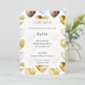 Schokolade Gold White Hearts Geburtstag Einladung (Stehend Vorderseite)