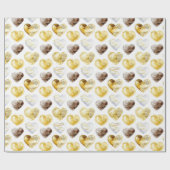 Schokolade Gold White Hearts Geburtstag Geschenkpapier (Flach)