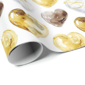Schokolade Gold White Hearts Geburtstag Geschenkpapier (Rolleneckpunkt)