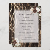 Schokolade Gold Wirbel Blumenblätter Brautparty Einladung (Vorne/Hinten)