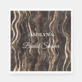 Schokolade Gold Wirbel Blumenblätter Brautparty Serviette (Vorderseite)