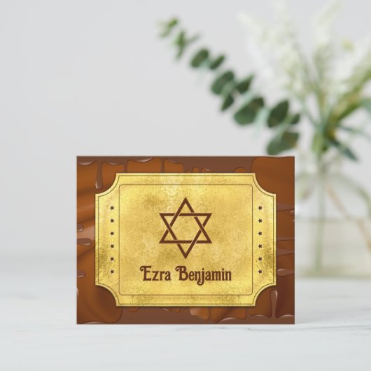 Schokolade Golden Ticket Bar Bat Mitzvah Vielen Da Dankeskarte (Stehend Vorderseite)